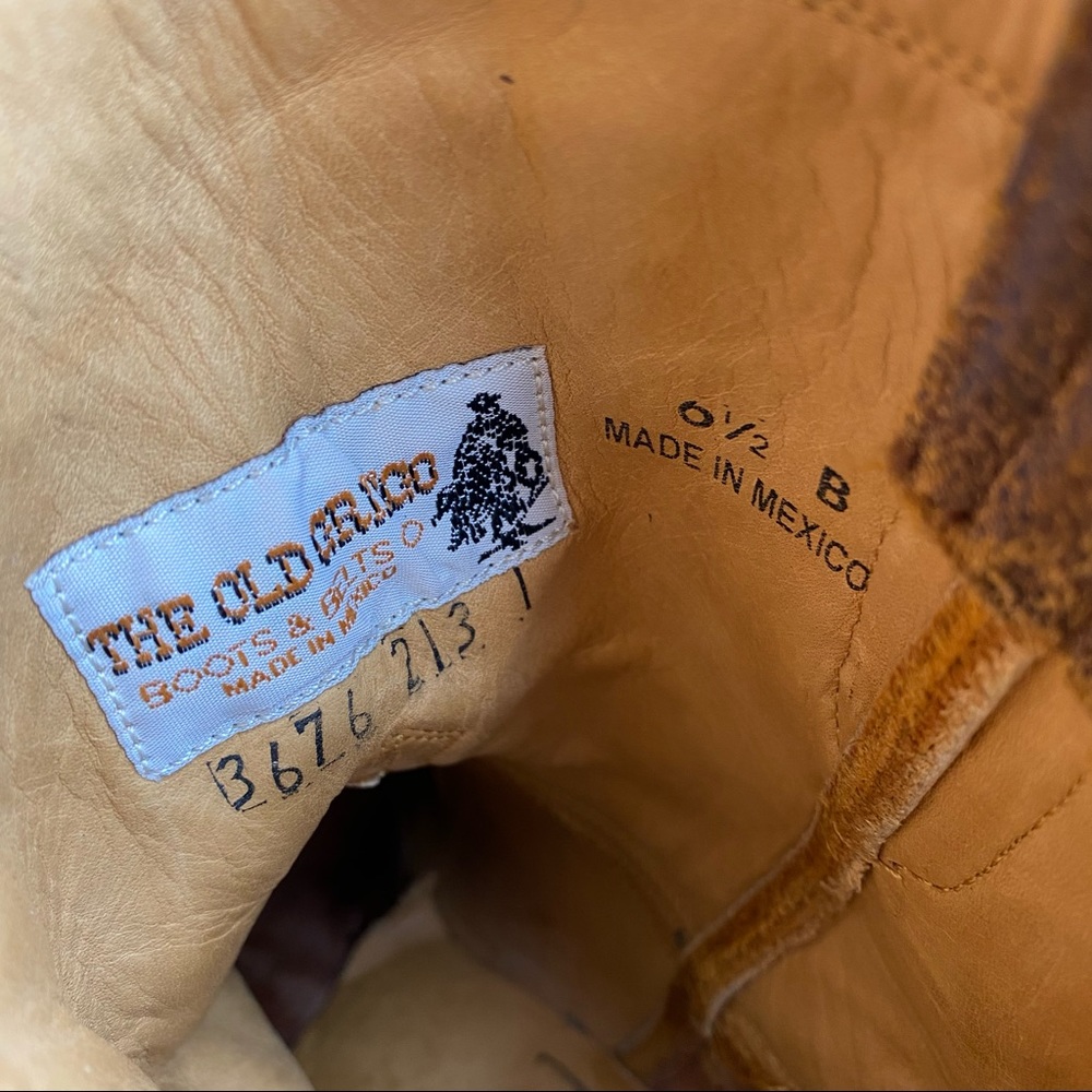 Old gringo brown crackle leather rustic vintage cowboy boots 6.5 - Picture 3 of 10